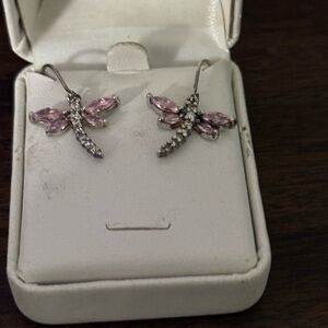 Elegant Pink Dragonfly Earrings